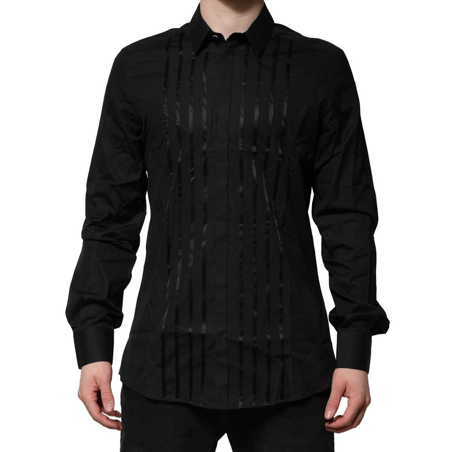 Dolce & Gabbana Black Cotton GOLD Mens Dress Formal Shirt TSH906791-42