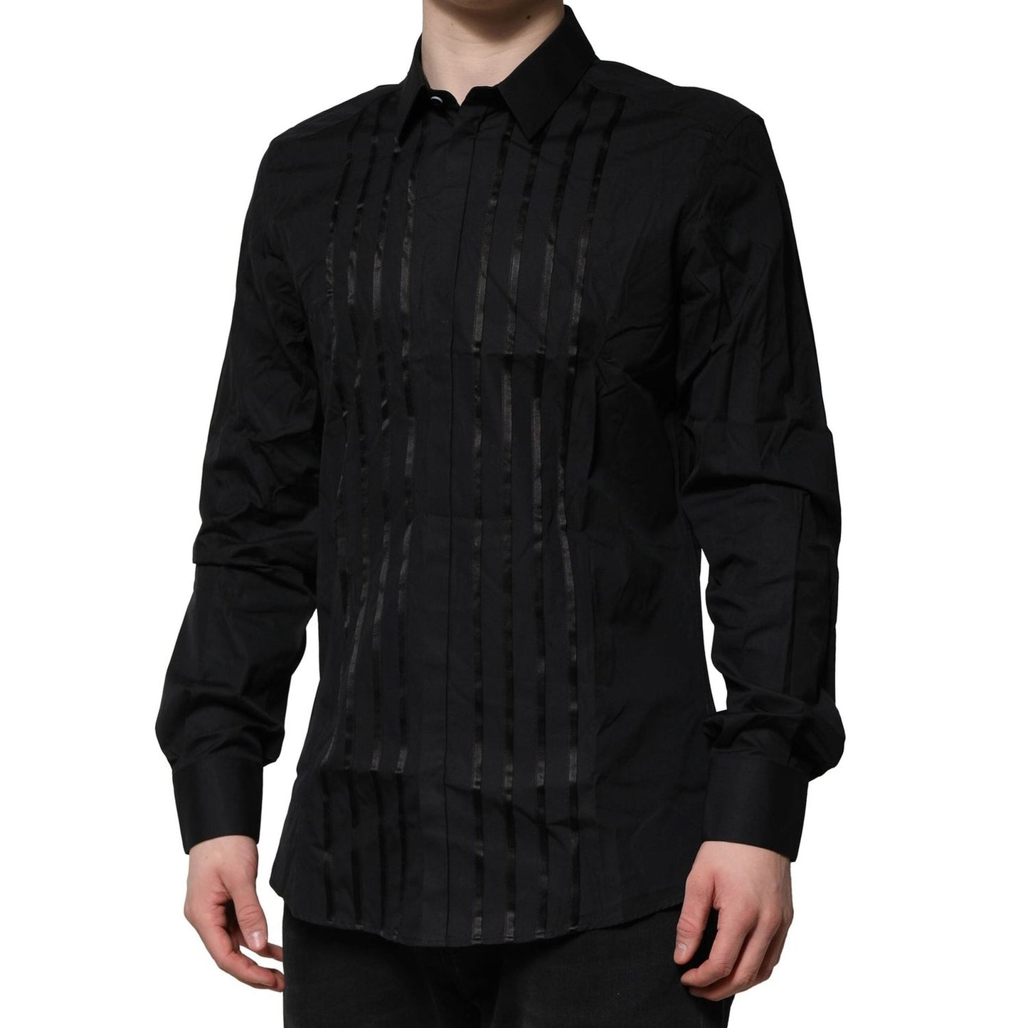 Dolce & Gabbana Black Cotton GOLD Mens Dress Formal Shirt TSH906791-42