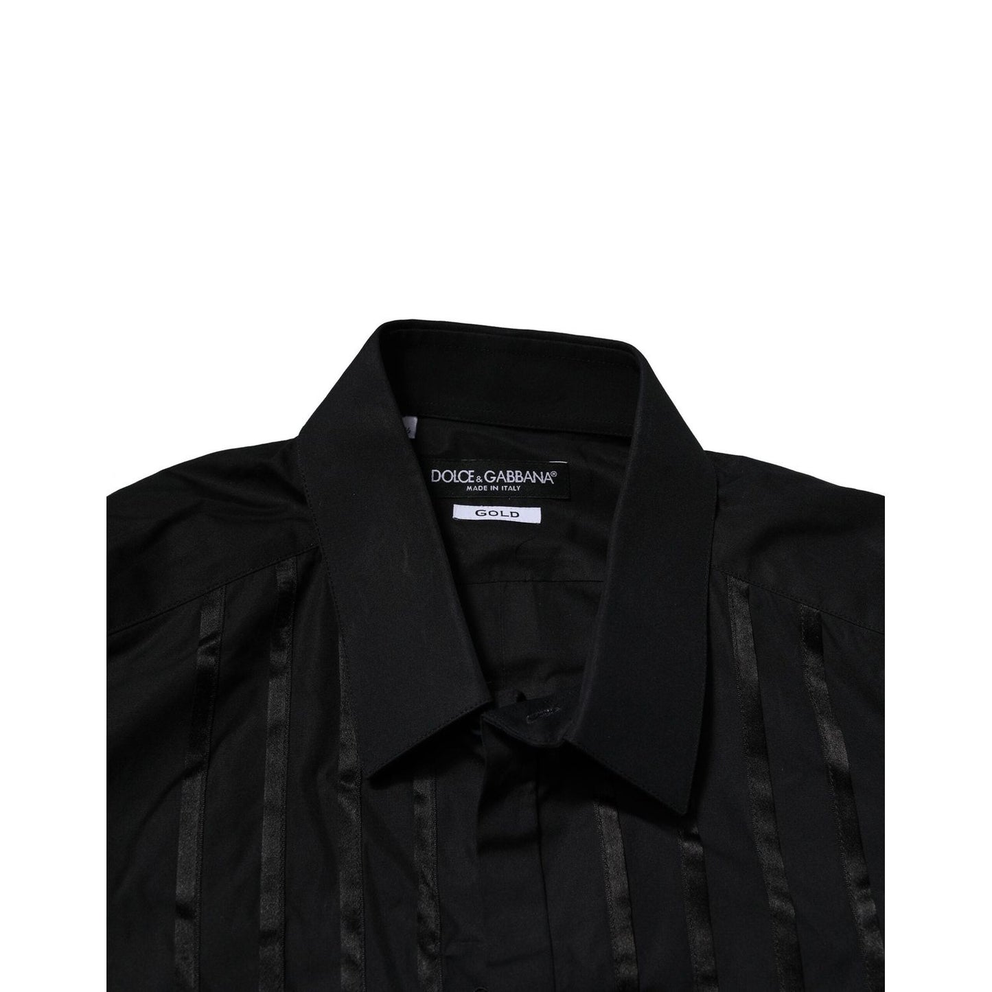 Dolce & Gabbana Black Cotton GOLD Mens Dress Formal Shirt TSH906791-42