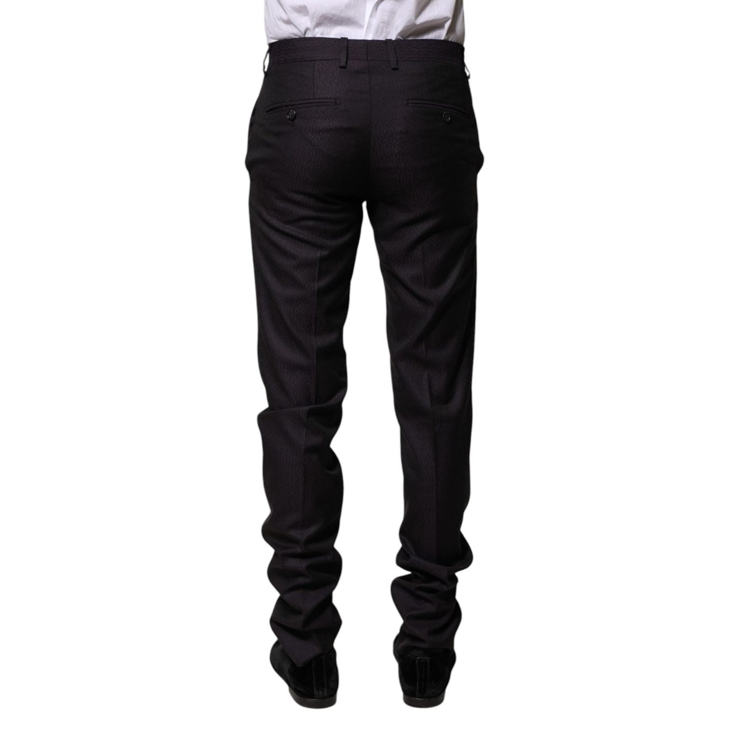 Dolce & Gabbana Black Wool Patterned Formal Pants PAN75339-44