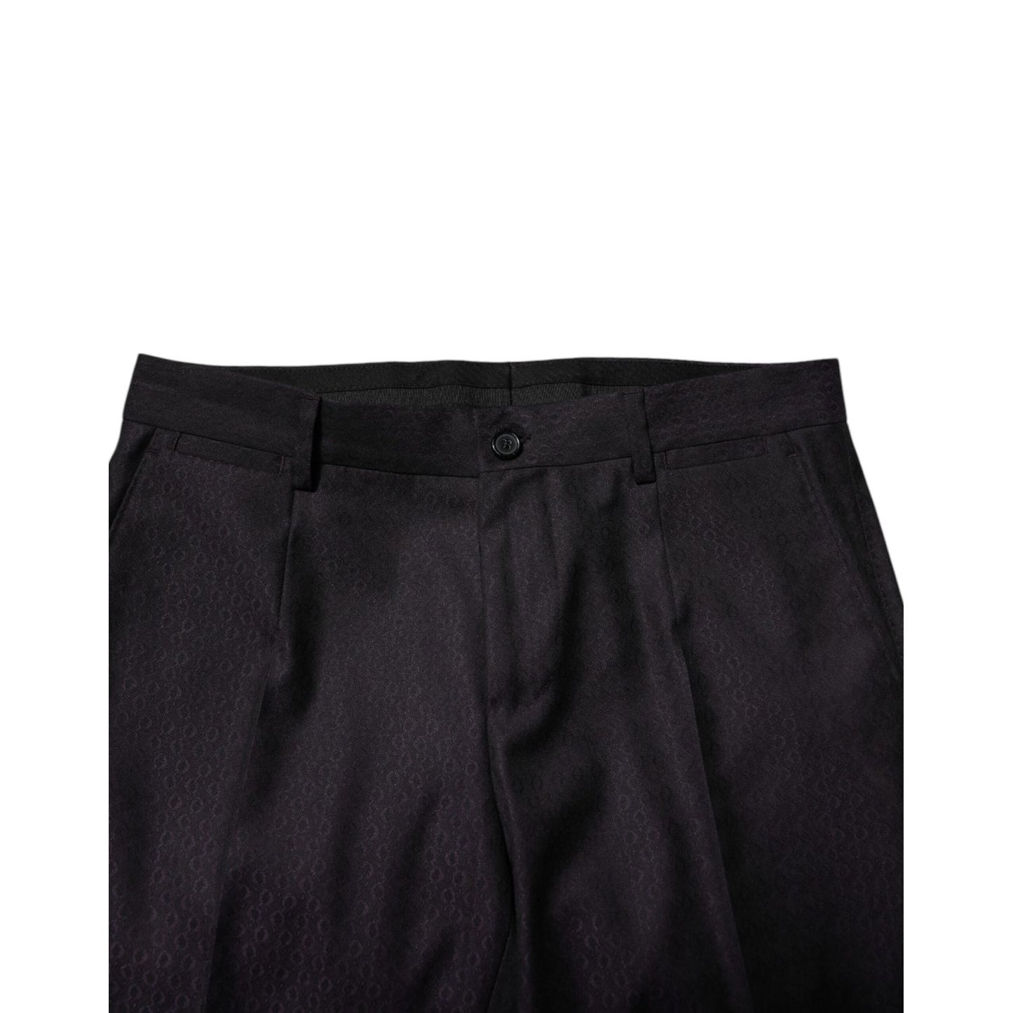Dolce & Gabbana Black Wool Patterned Formal Pants PAN75339-44