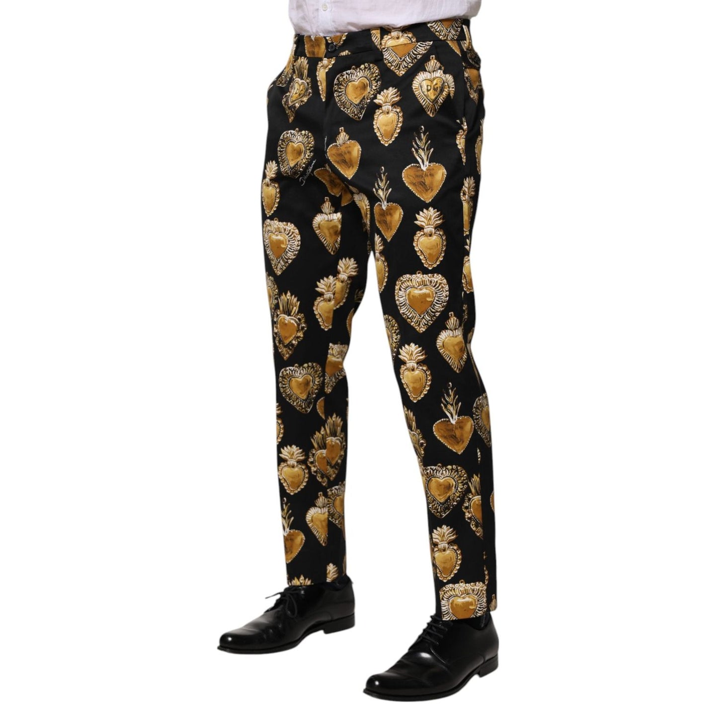 Dolce & Gabbana Black Gold Sacred Heart Print Pants PAN76444-48
