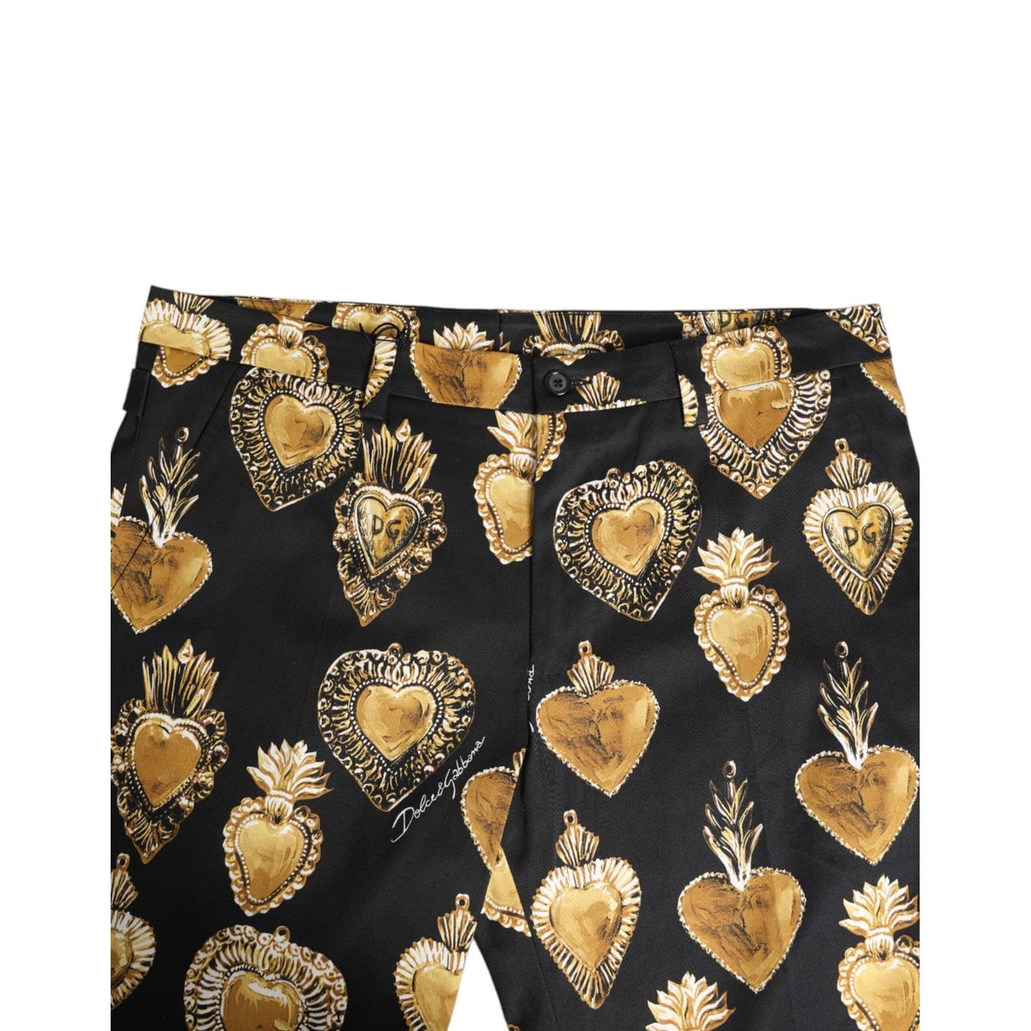 Dolce & Gabbana Black Gold Sacred Heart Print Pants PAN76444-48