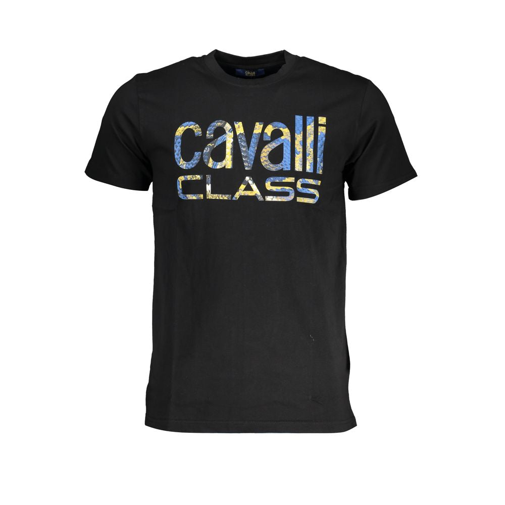 Cavalli Class Black Cotton T-Shirt CA-28629-XL