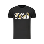 Cavalli Class Black Cotton Men T-Shirt CA-36679-M
