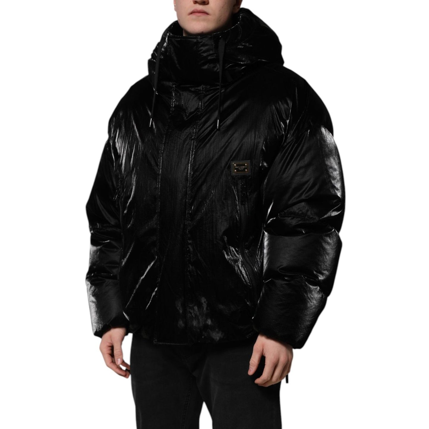 Dolce & Gabbana Black Logo Full Zip Hooded Quilted Jacket JKT41462-54