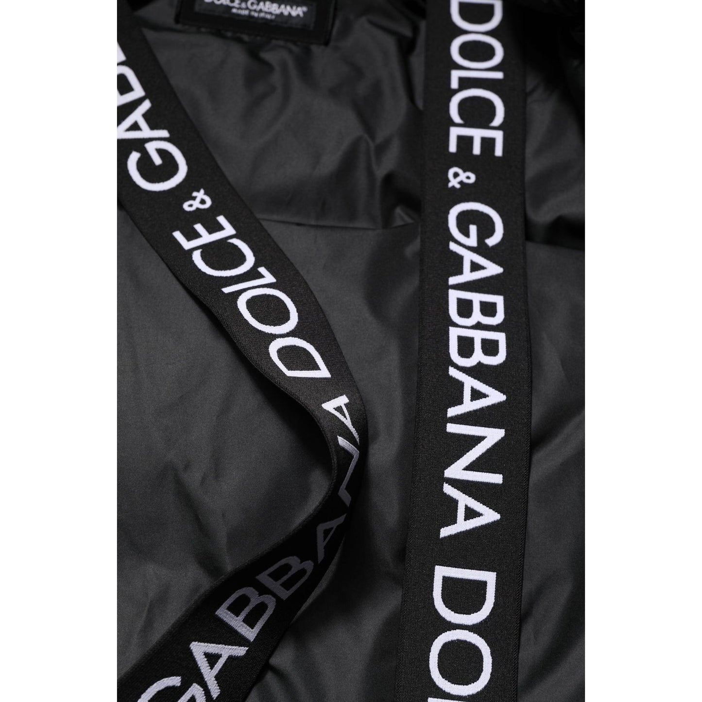 Dolce & Gabbana Black Logo Full Zip Hooded Quilted Jacket JKT41462-54