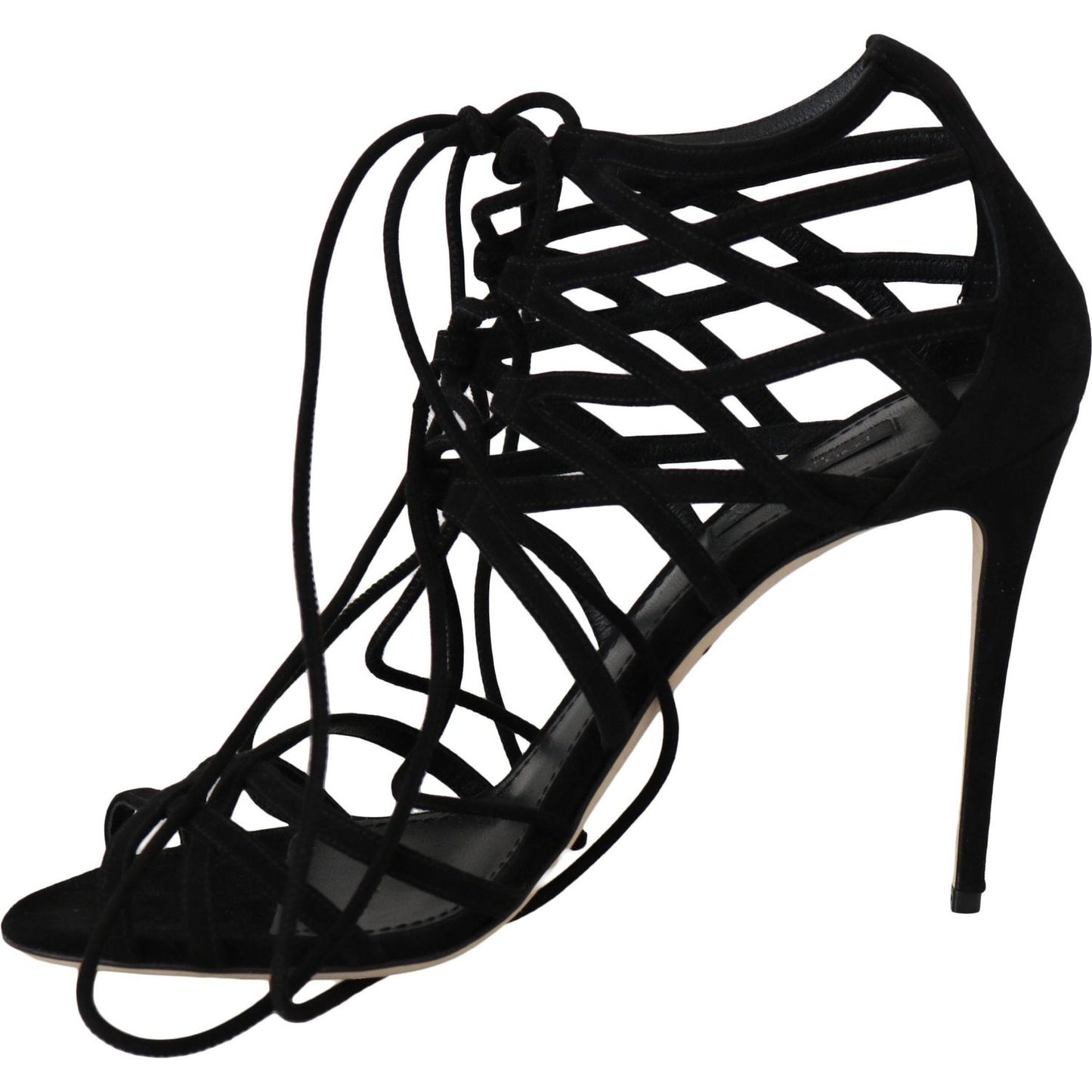 Dolce & Gabbana Elegant Black Suede Gladiator Stilettos Dolce & Gabbana Black