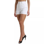 Dolce & Gabbana White Front Lace High Waist Hot Pants Shorts