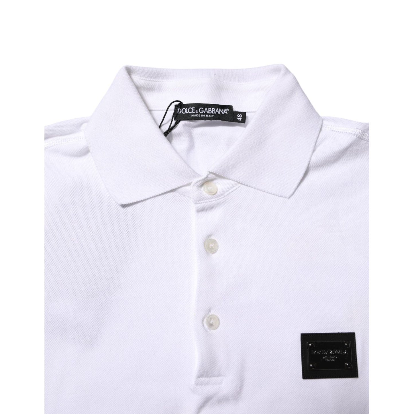 Dolce & Gabbana White Logo Short Sleeve Collared Polo T-shirt