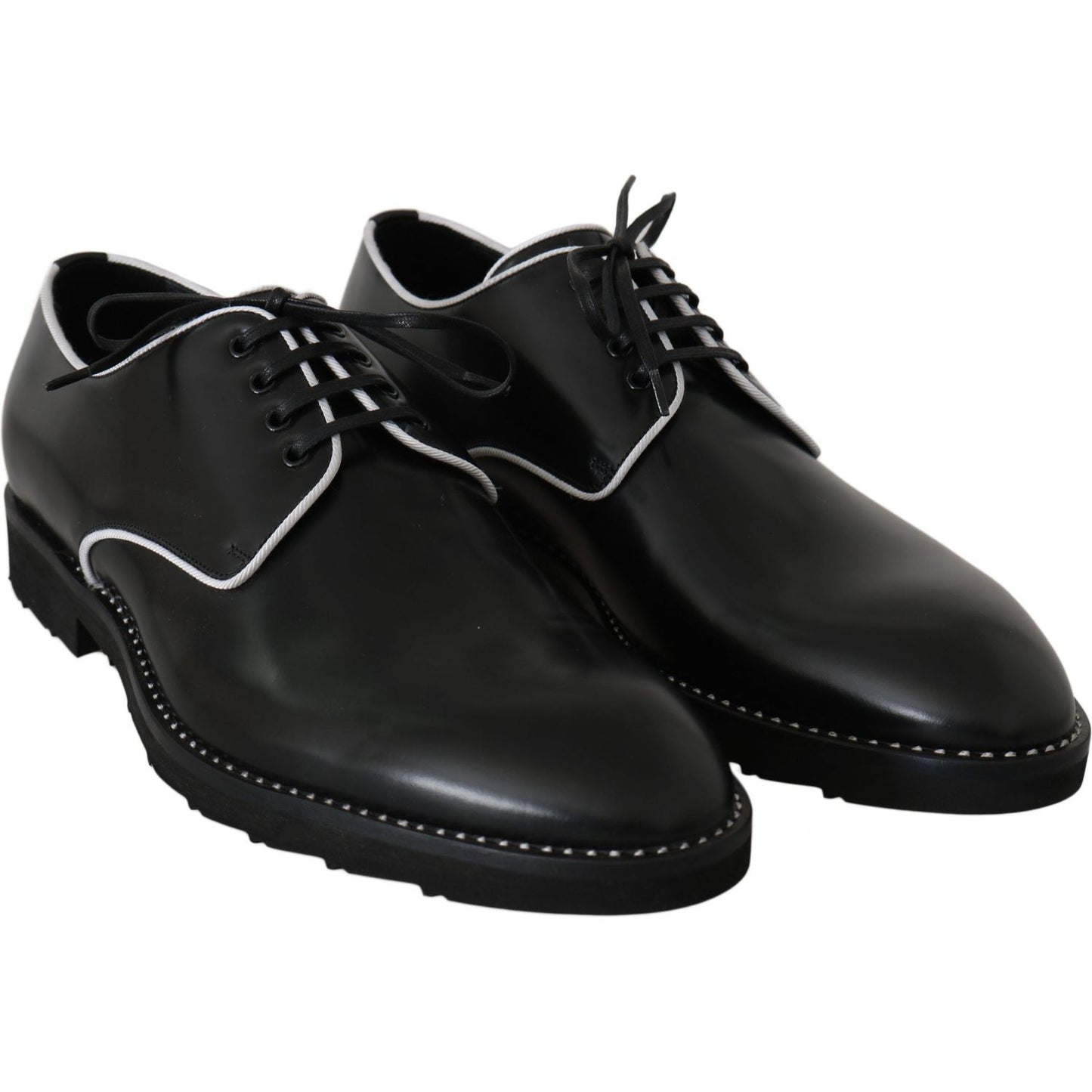 Dolce & Gabbana Elegant Black Leather Derby Dress Shoes Dolce & Gabbana Black