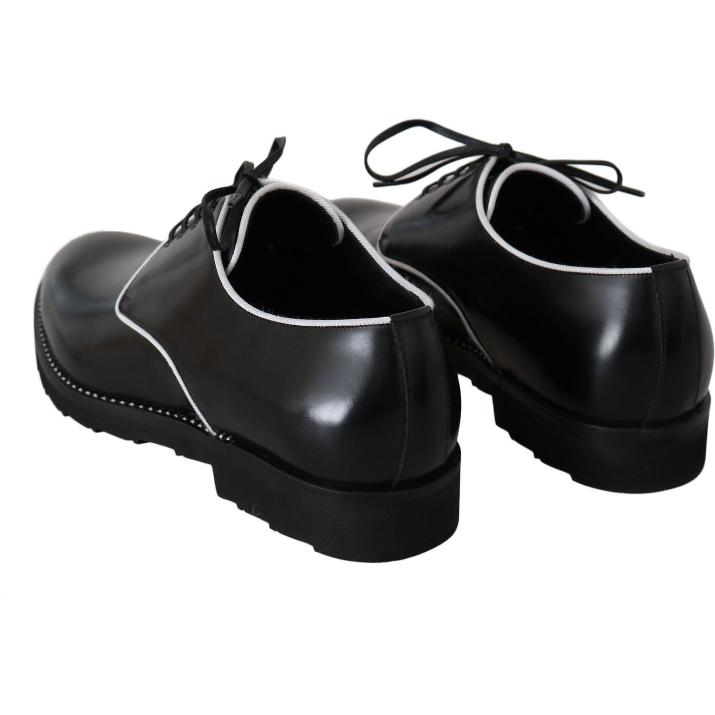 Dolce & Gabbana Elegant Black Leather Derby Dress Shoes Dolce & Gabbana Black