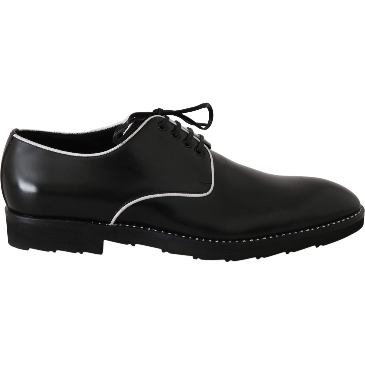 Dolce & Gabbana Elegant Black Leather Derby Dress Shoes Dolce & Gabbana Black