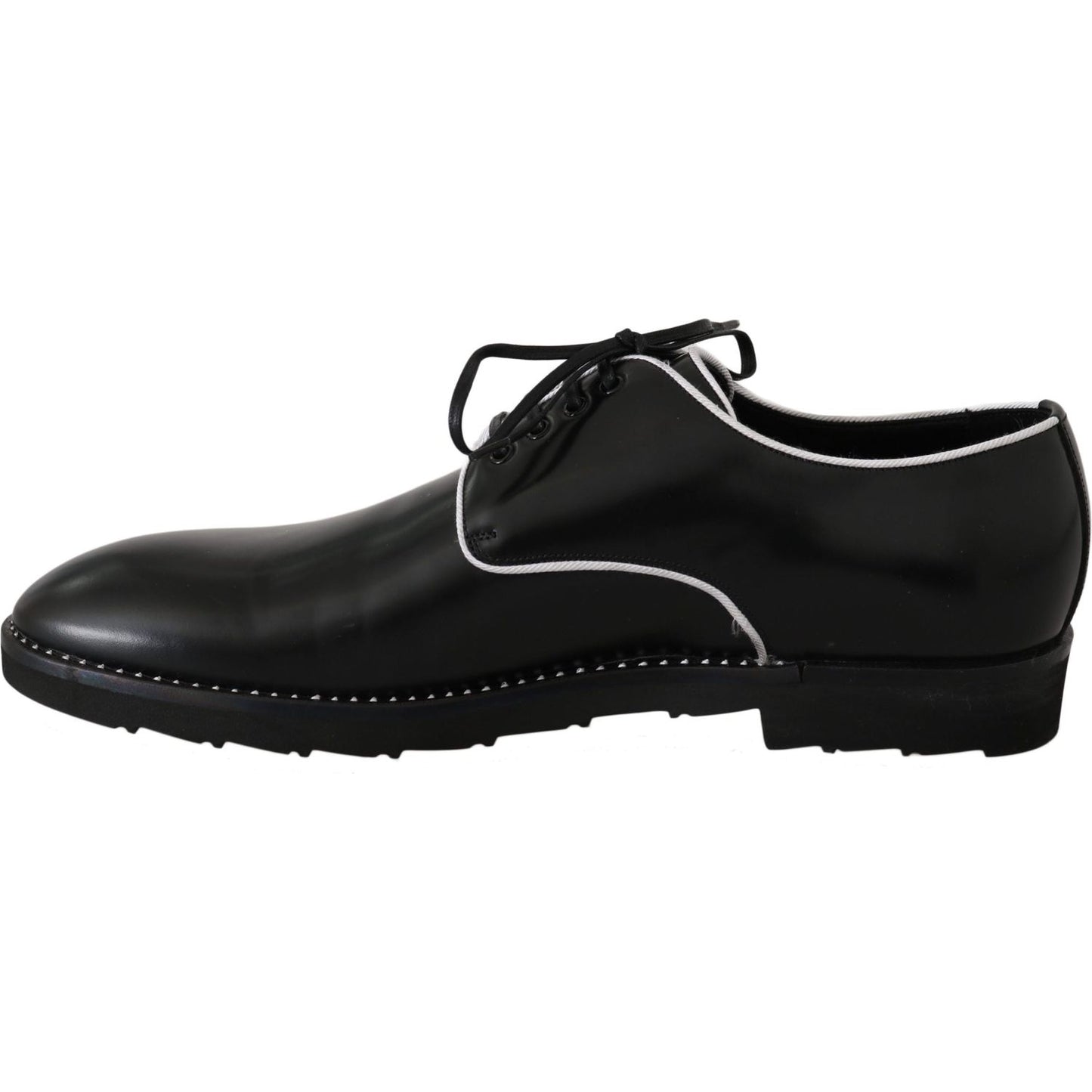 Dolce & Gabbana Elegant Black Leather Derby Dress Shoes Dolce & Gabbana Black