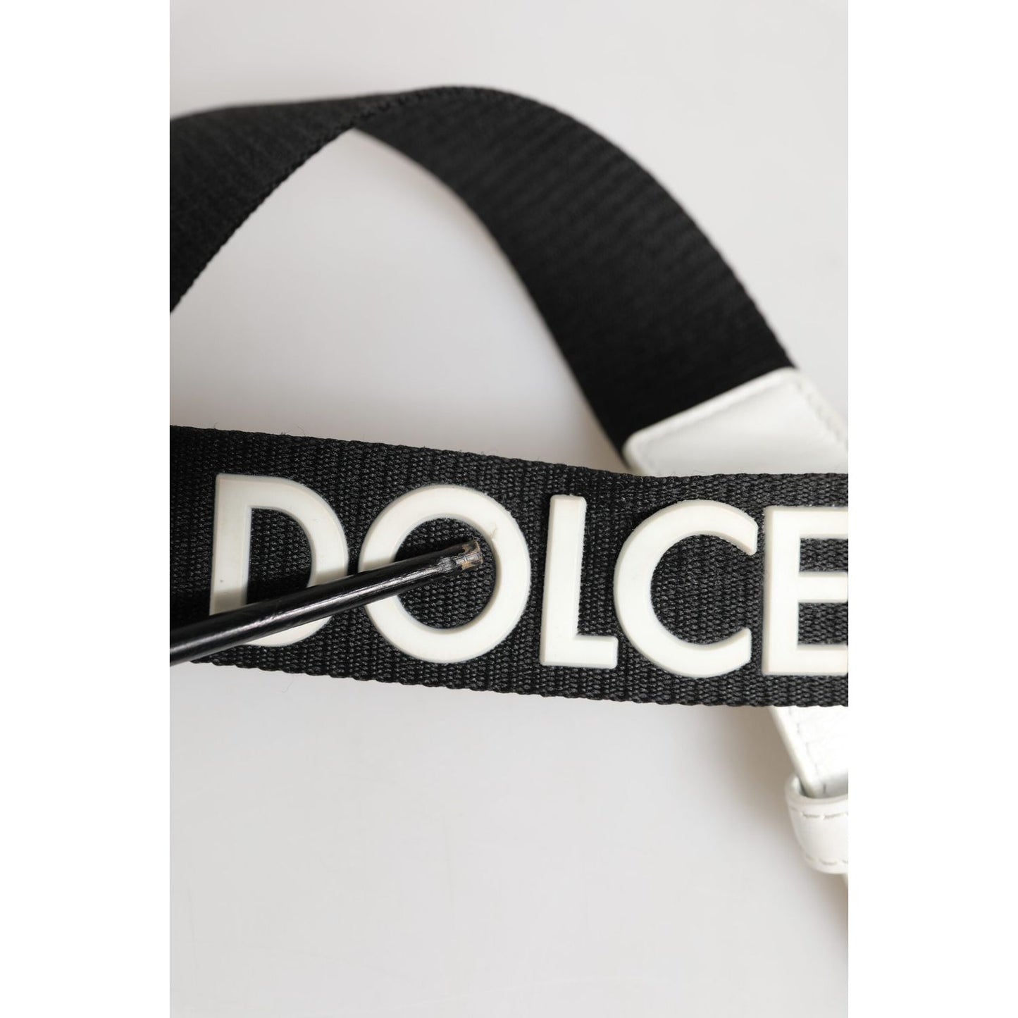 Dolce & Gabbana Black White Metal DG Logo Buckle Belt
