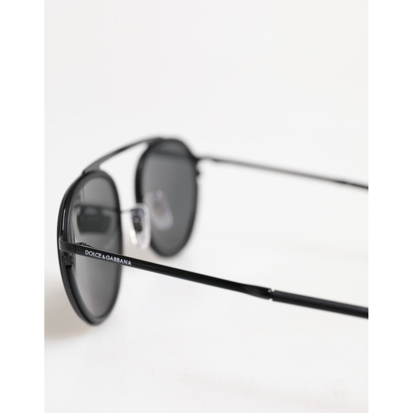 Dolce & Gabbana Matte Black DG2276 Metal Rim Round Shades Sunglasses