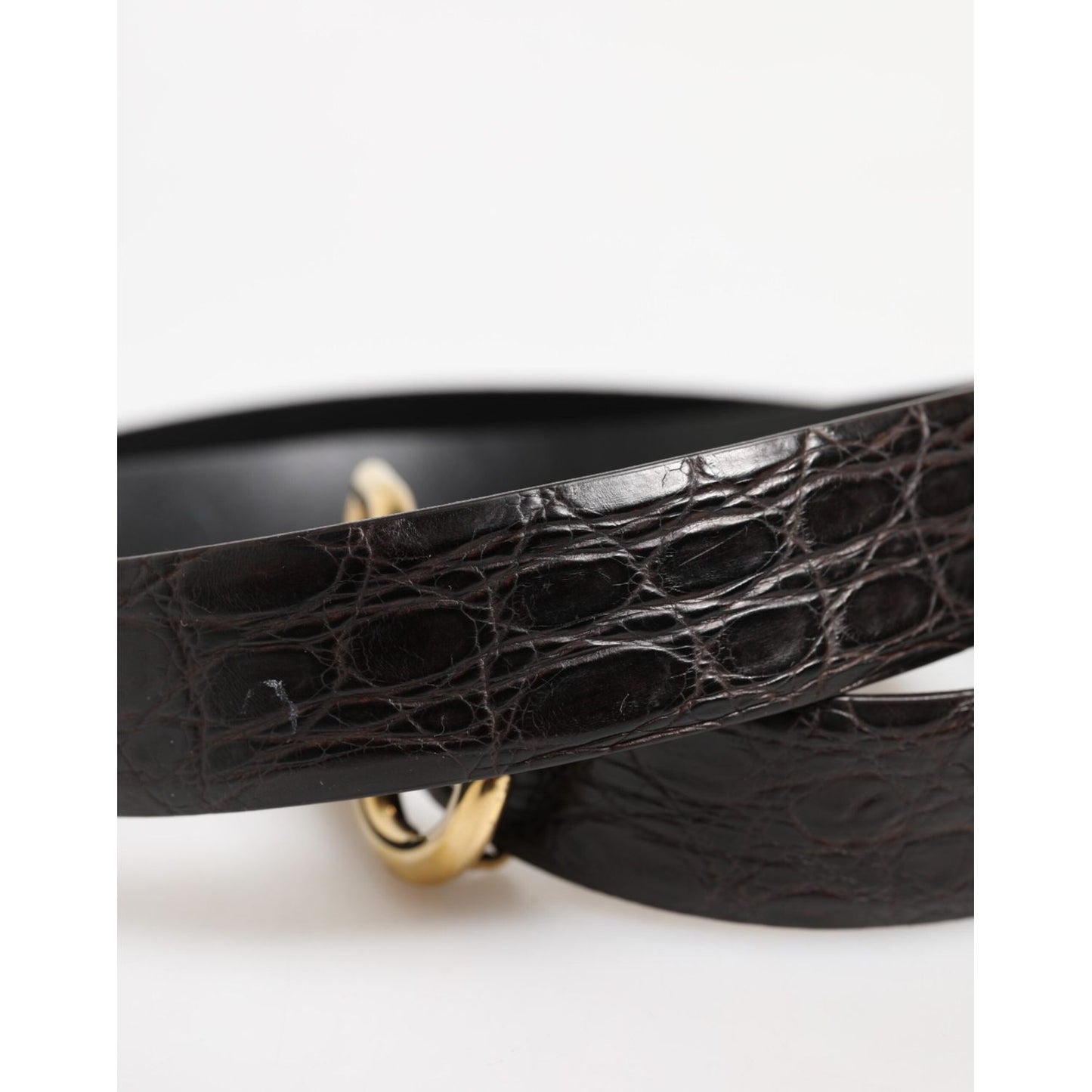 Dolce & Gabbana Black Exotic Leather DG Logo Buckle Belt BEL9376-85