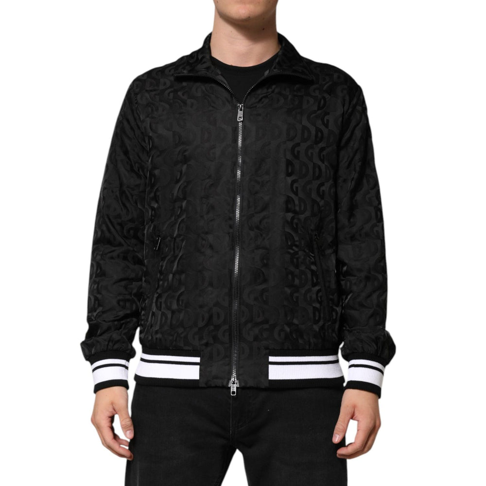 Dolce & Gabbana Black Jacquard Men Full Zip Bomber Sweater JKT41559-52