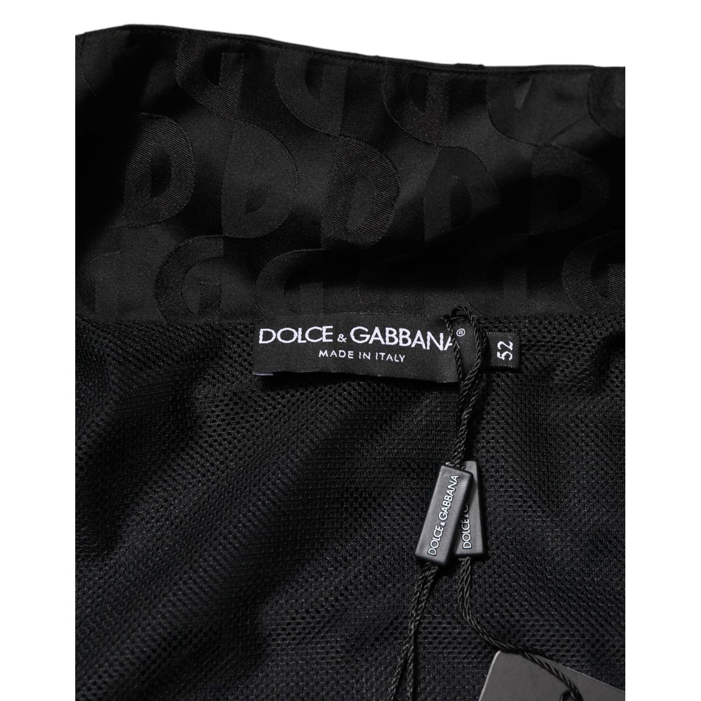 Dolce & Gabbana Black Jacquard Men Full Zip Bomber Sweater JKT41559-52