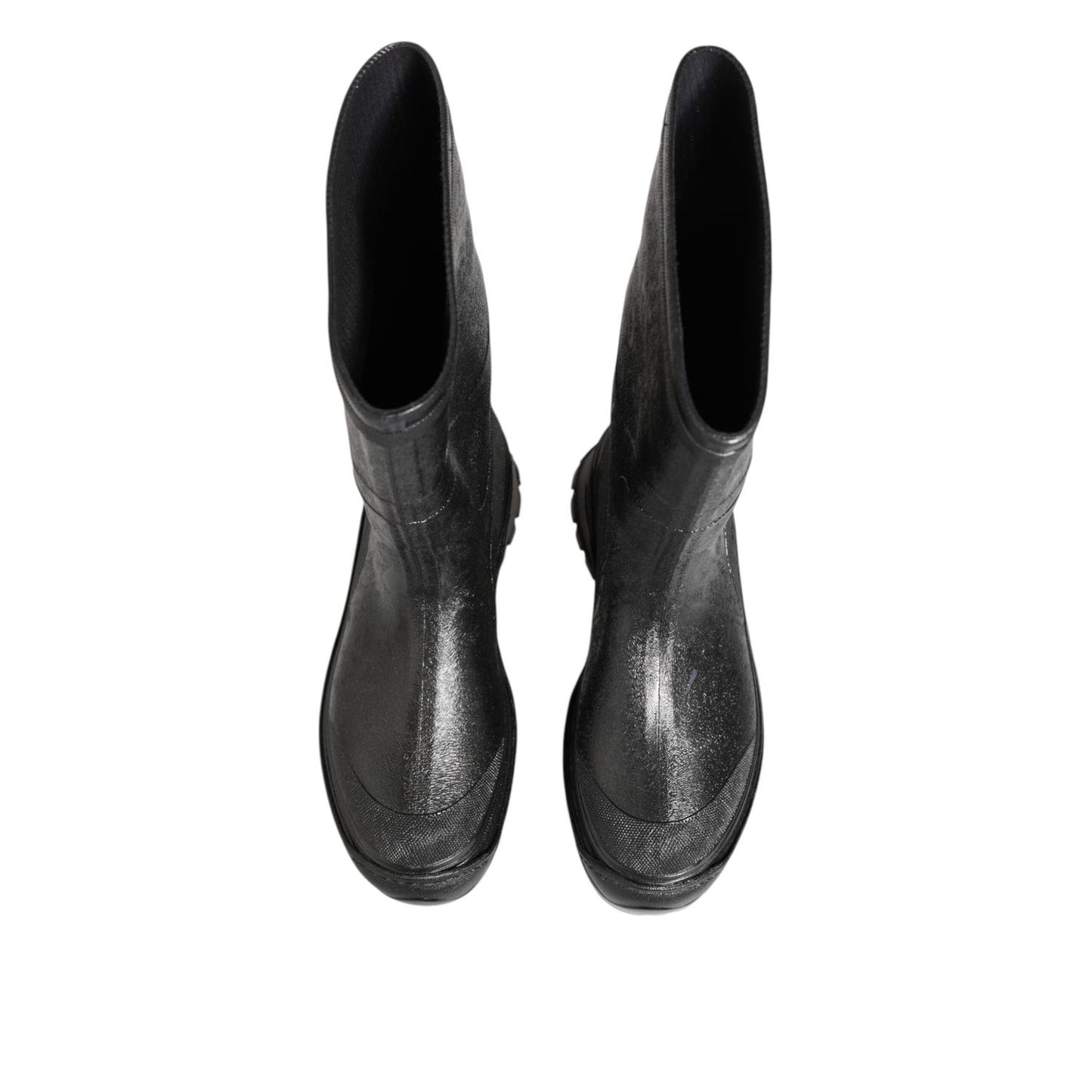 Dolce & Gabbana Metallic Black Pull On Rain Boots Shoes MV7817-43