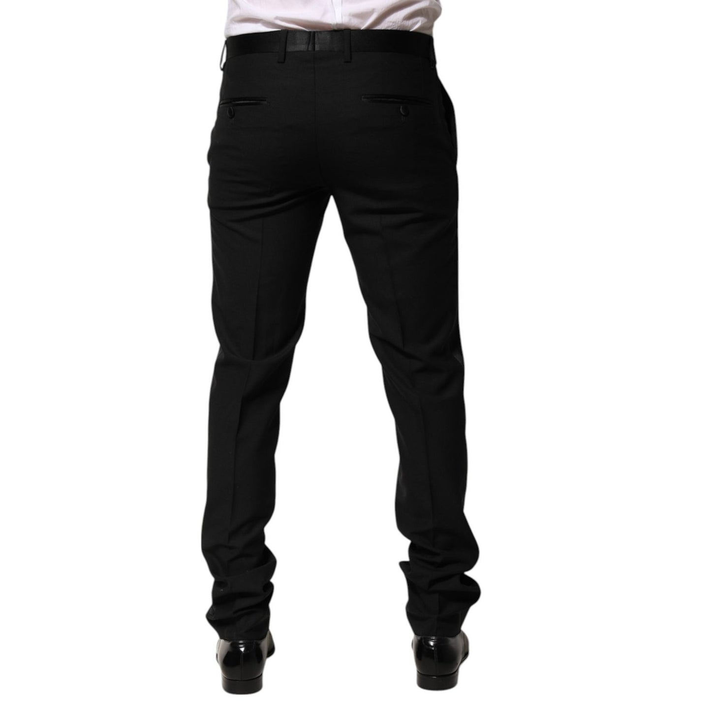 Dolce & Gabbana Black Wool Tapered Formal Men Dress Pants PAN76634-48