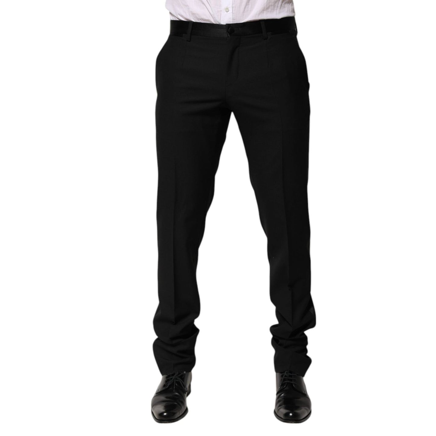 Dolce & Gabbana Black Wool Tapered Formal Men Dress Pants PAN76634-48