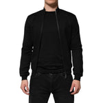 Dolce & Gabbana Black Cotton Logo Full Zip Men Bomber Jacket TSH90780-44