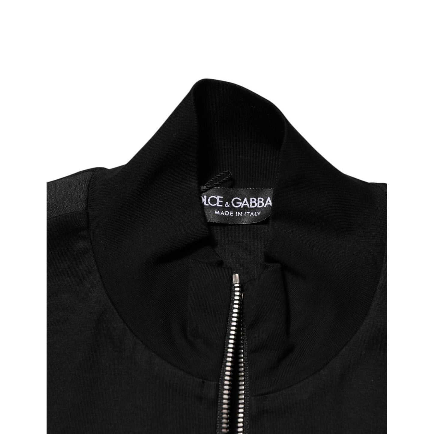 Dolce & Gabbana Black Cotton Logo Full Zip Men Bomber Jacket TSH90780-44
