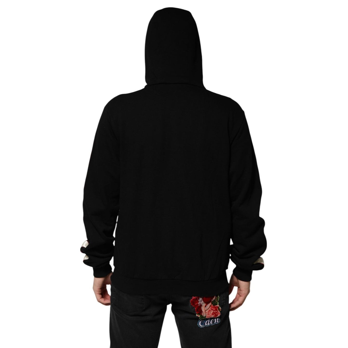 Dolce & Gabbana Black Cotton Plaque Track Cardigan Sweater TSH90782-56