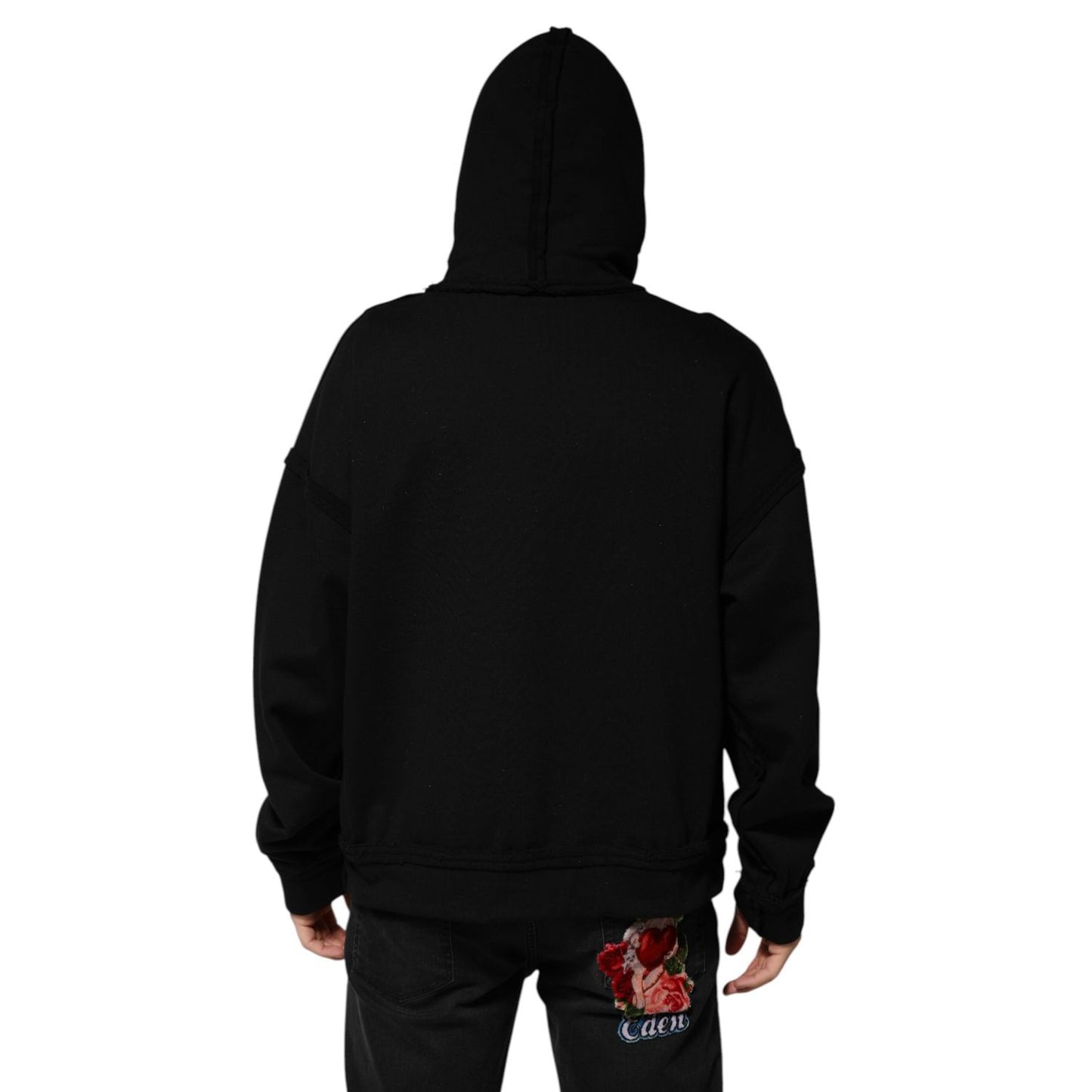 Dolce & Gabbana Black Printed Hoodie Crystal Embellished Jacket TSH90784-XL