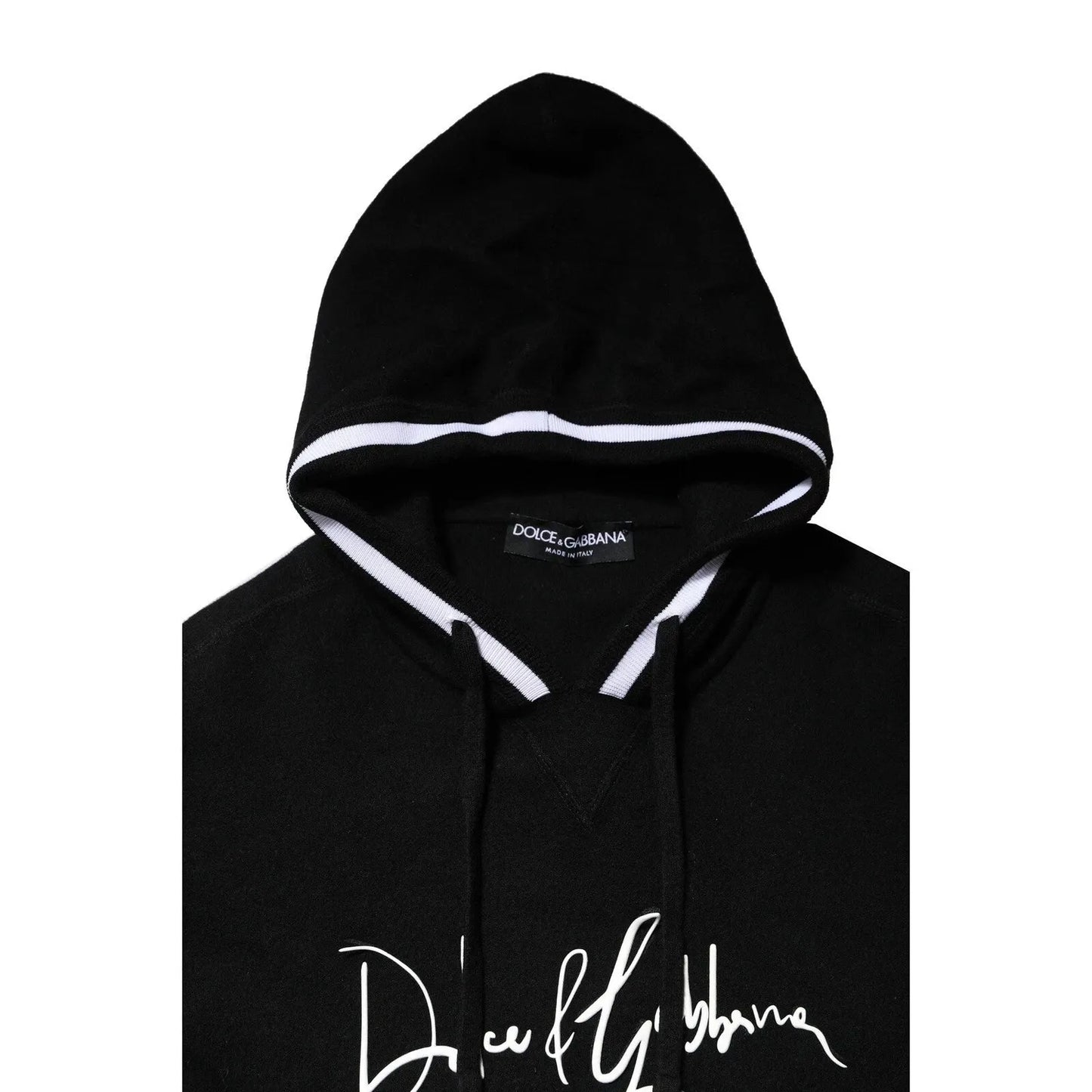 Dolce & Gabbana Black Hooded Logo Print Sweatshirt Sweater TSH90530-48