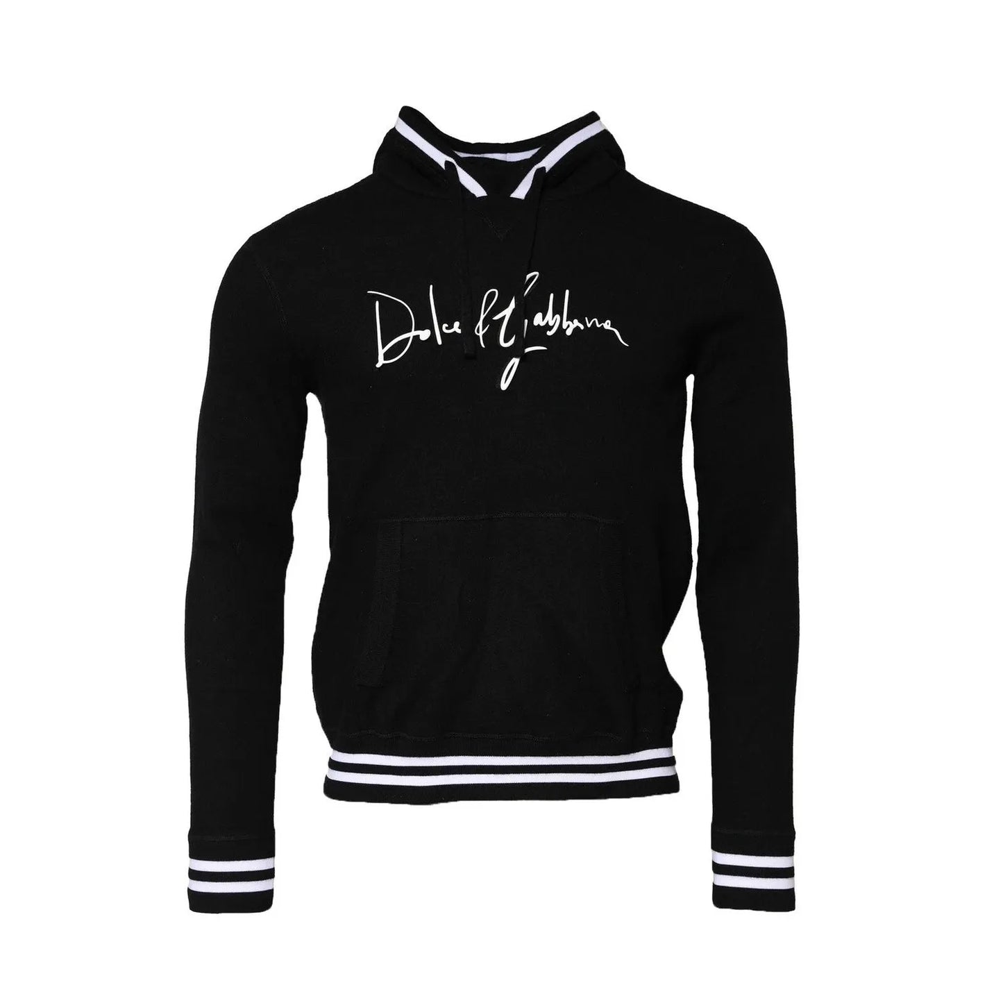 Dolce & Gabbana Black Hooded Logo Print Sweatshirt Sweater TSH90530-48