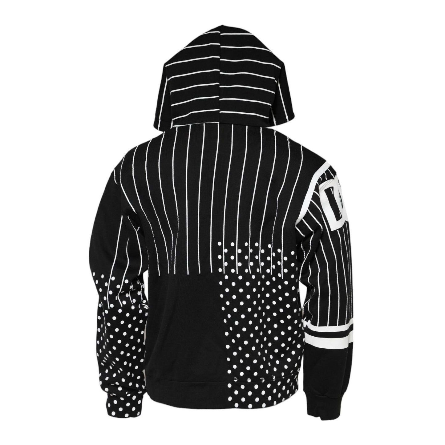 Dolce & Gabbana Black Stripes Hooded Men Sweatshirt Sweater TSH90751-48
