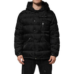 Dolce & Gabbana Black Jacquard Quilted Puffer Hooded Jacket JKT41526-48