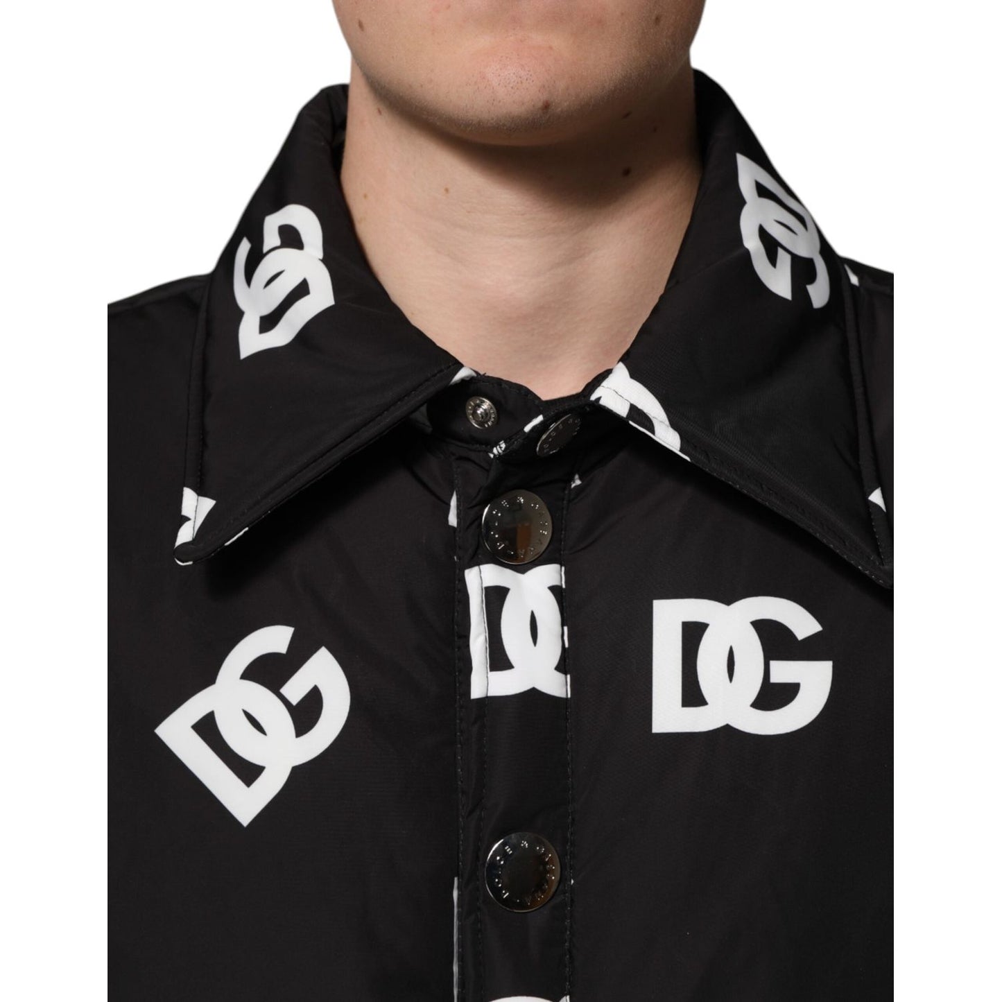 Dolce & Gabbana Black DG Monogram Nylon Windbreaker Jacket JKT41554-54