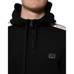 Dolce & Gabbana Black Cotton Plaque Track Cardigan Sweater TSH90631-46