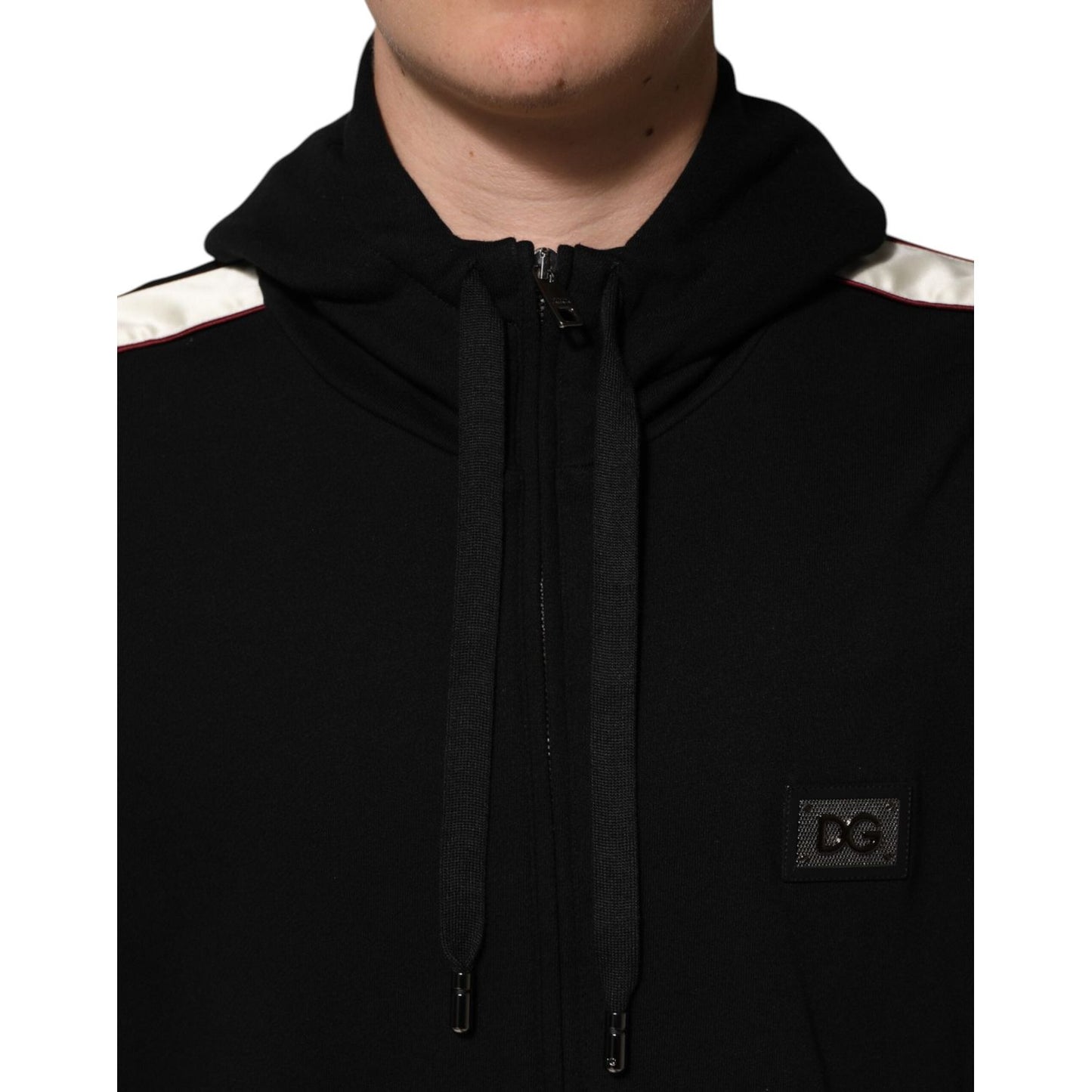 Dolce & Gabbana Black Cotton Plaque Track Cardigan Sweater TSH90783-44