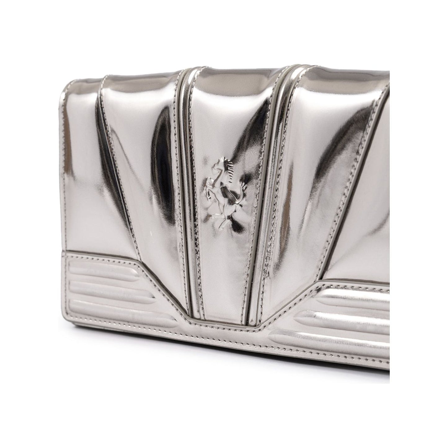 Ferrari Metal Silver GT patent leather bag with chain FE8056121179097