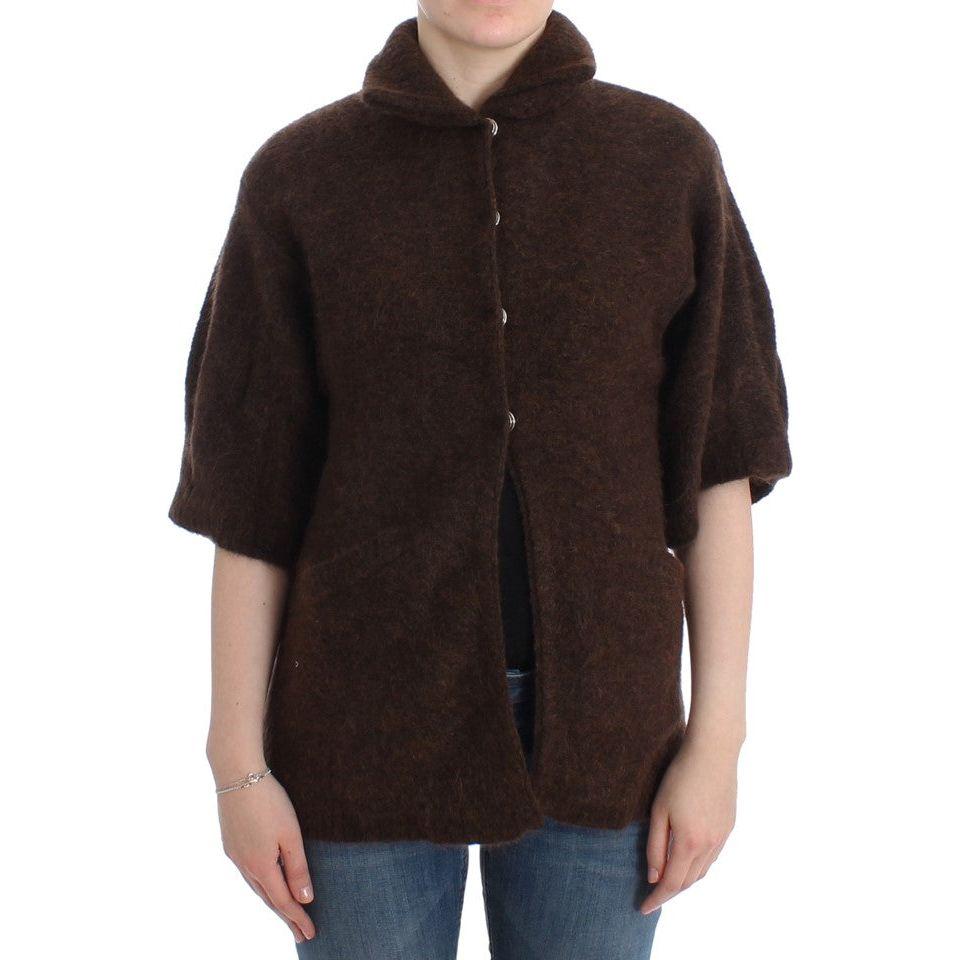 Cavalli Elegant Short Sleeved Brown Cardigan Cavalli Dark Slate Gray