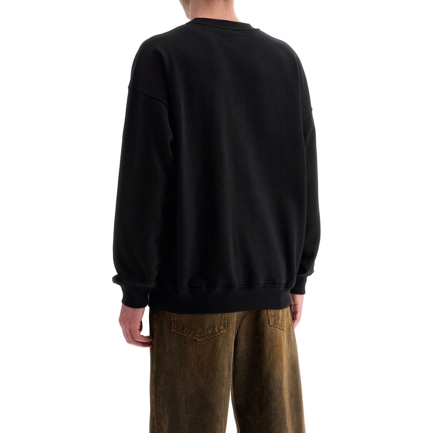Diesel black cotton sweatshirt with embroidered s-mart-bigoval logo Topwear Diesel Black