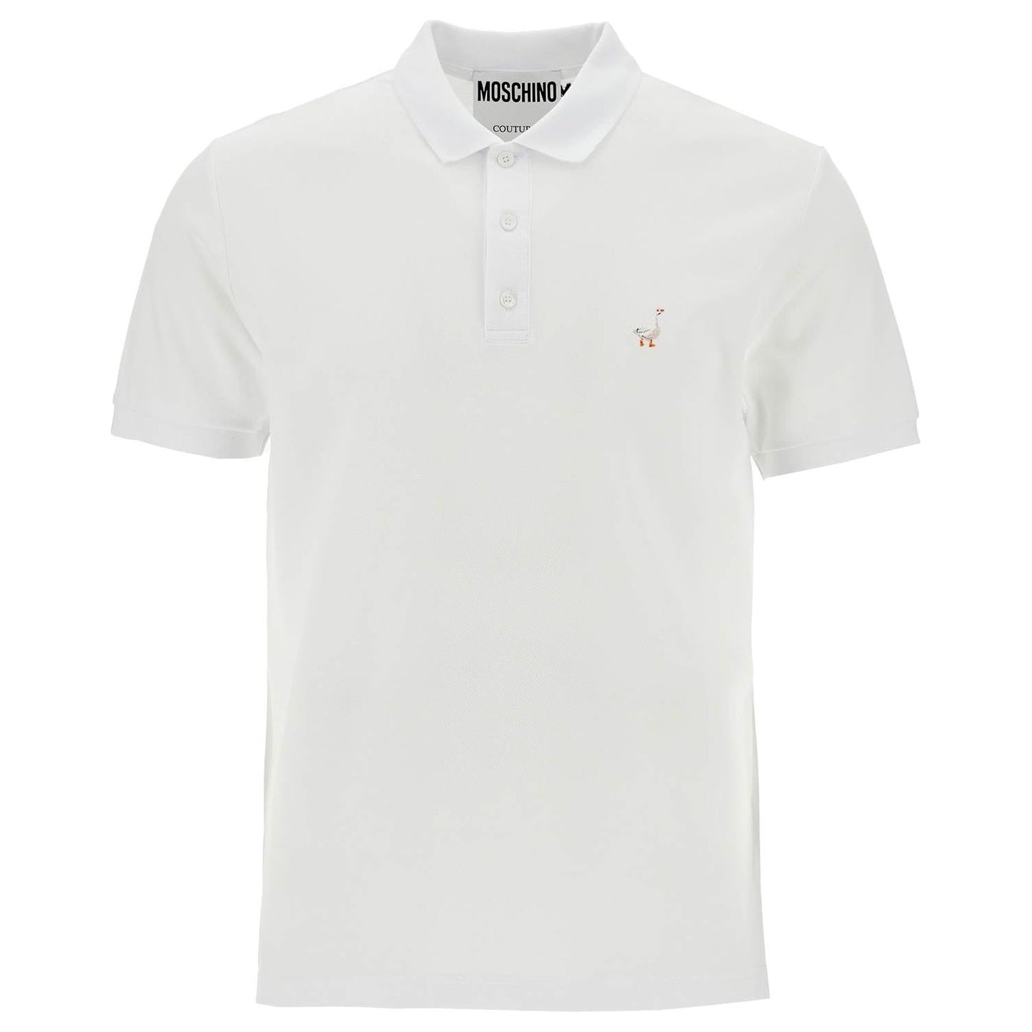 Moschino white cotton polo with delicate embroidery Topwear Moschino Light Gray