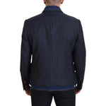 Dolce & Gabbana Blue Striped Double Breasted Denim Blazer JKT3434-56