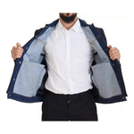 Dolce & Gabbana Blue Striped Double Breasted Denim Blazer JKT3434-56
