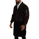 Dsquared² Brown Full Button Men Long Coat Cotton Jacket JKT3546-48