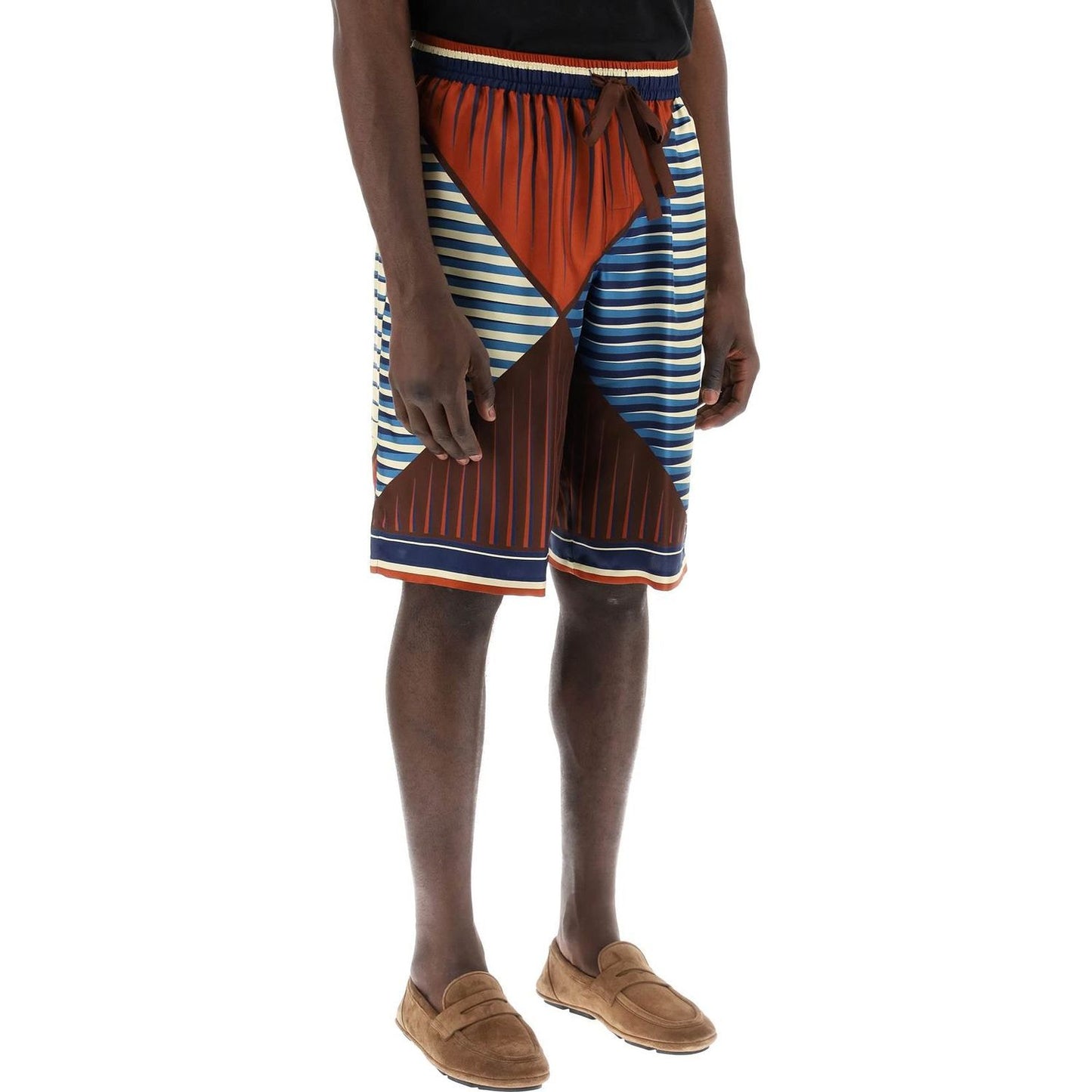 Dolce & Gabbana printed silk bermuda shorts set Short trousers Dolce & Gabbana Dark Slate Gray