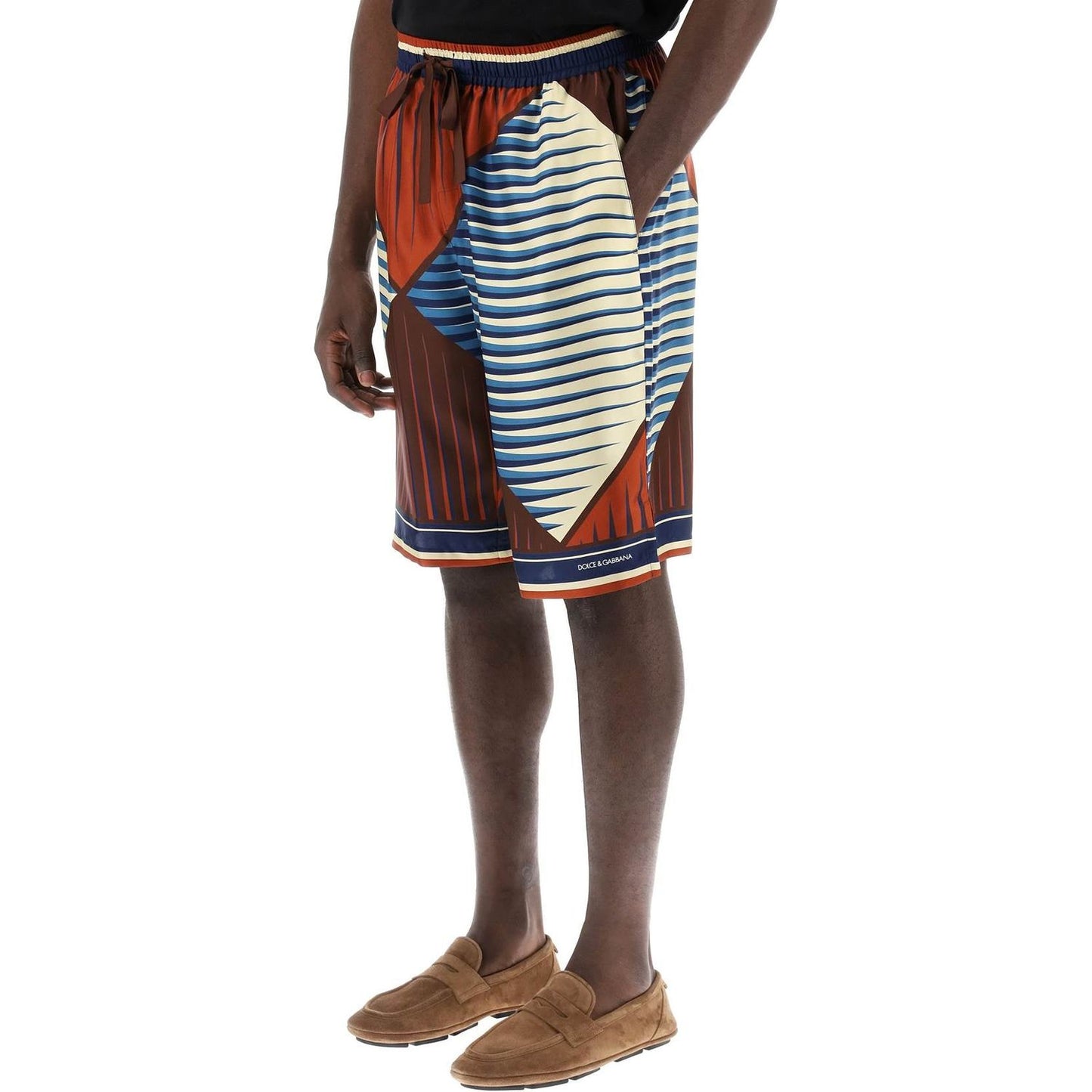 Dolce & Gabbana printed silk bermuda shorts set Short trousers Dolce & Gabbana Dark Slate Gray