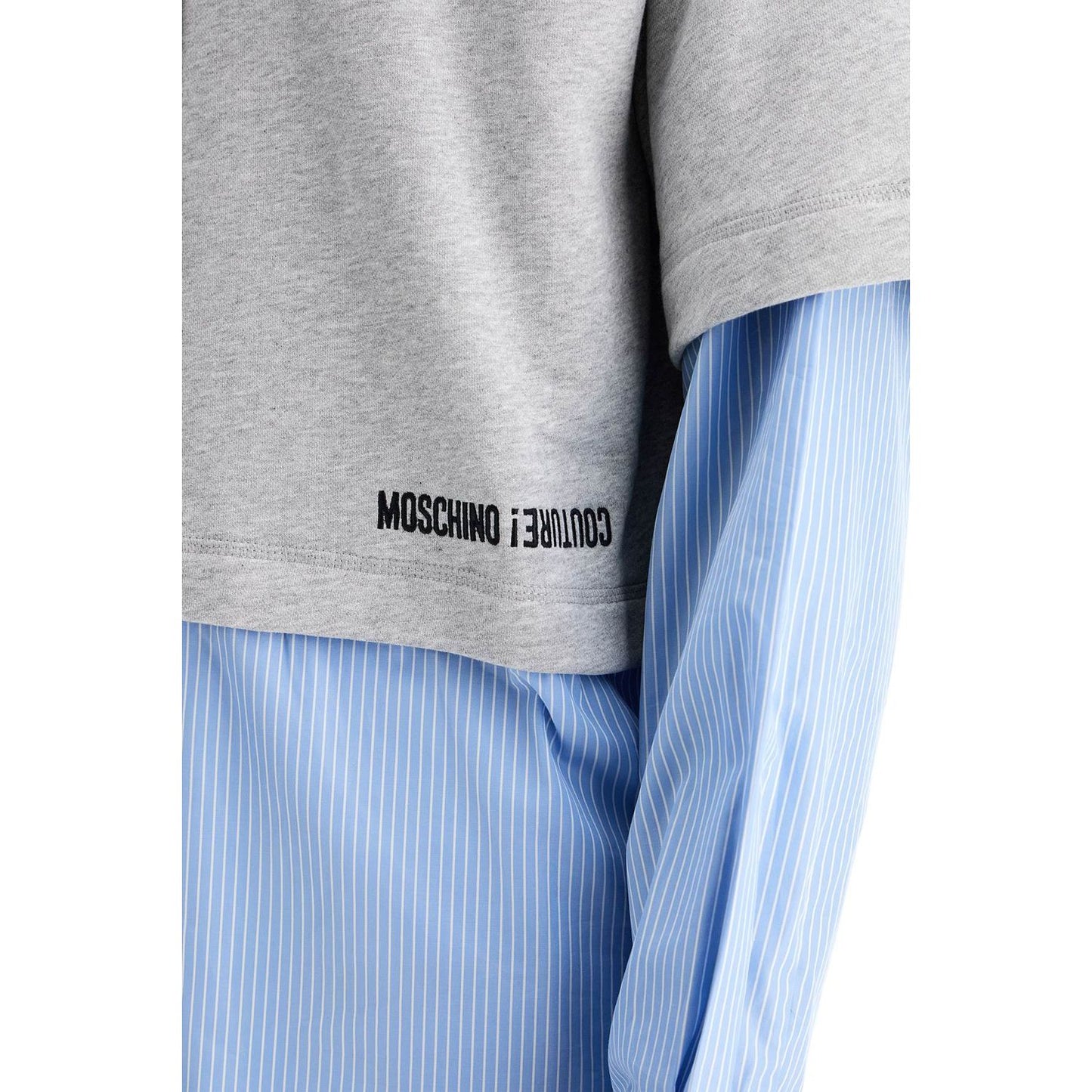 Moschino hybrid sweatshirt with shirt bottom Topwear Moschino Gray
