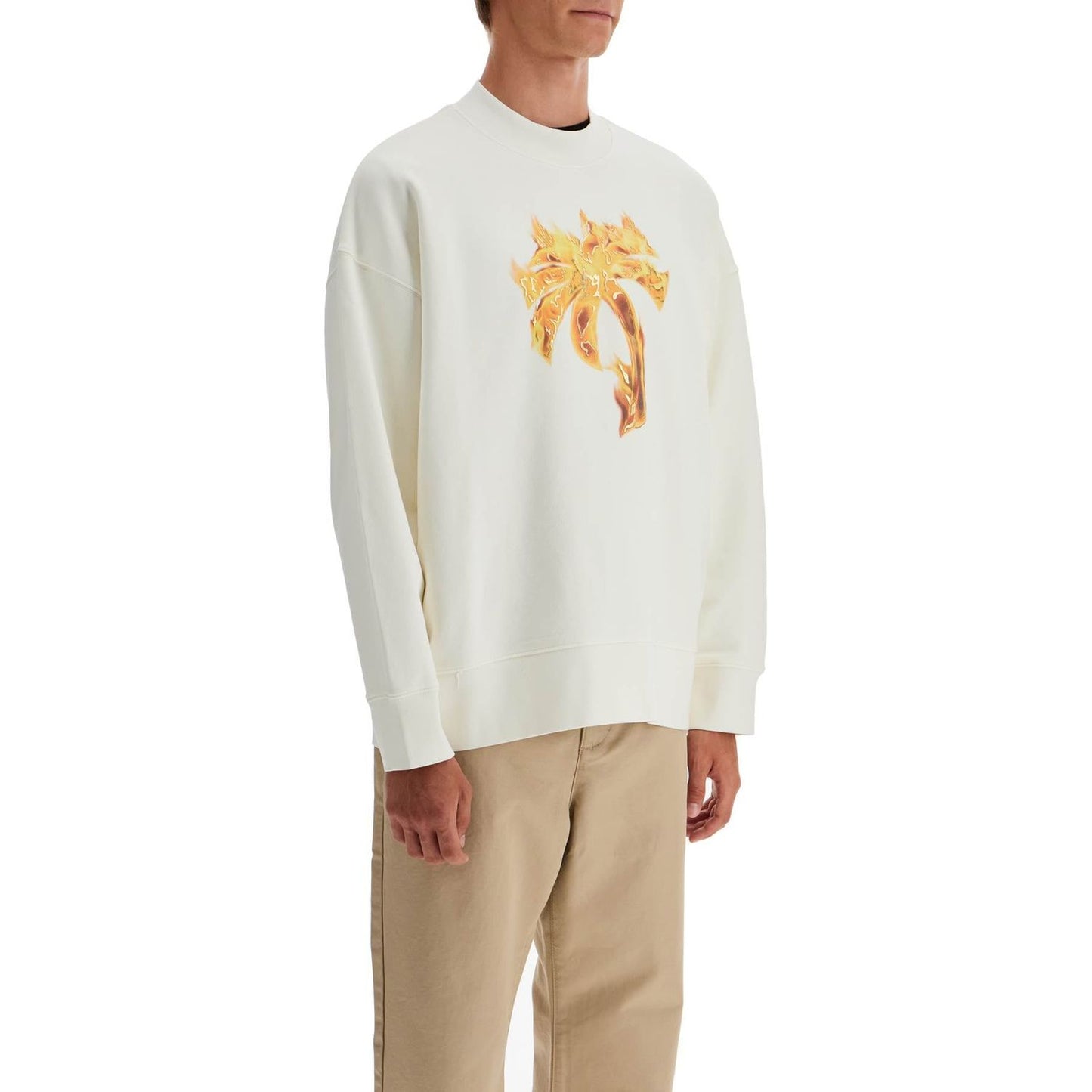 Palm Angels 'burning palm oversized sweat Topwear Palm Angels Light Gray
