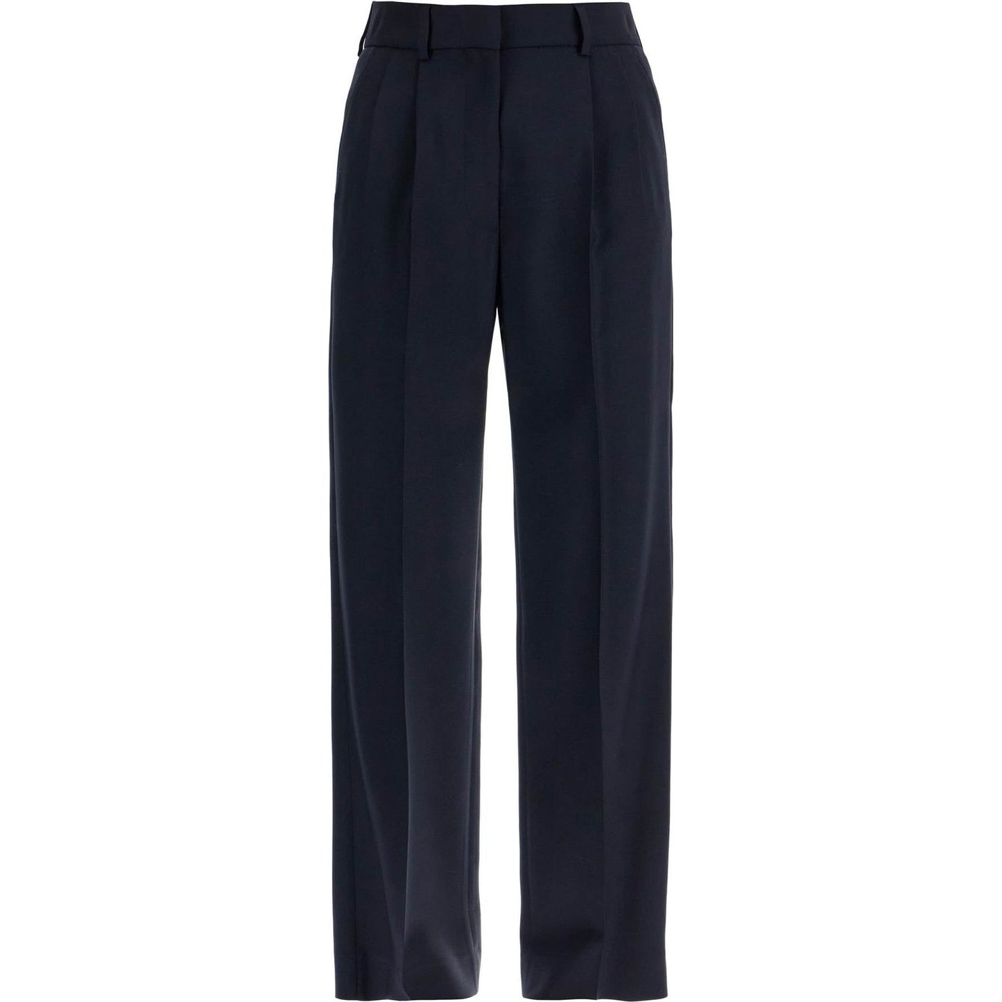 Blaze Milano navy blue virgin wool and mohair high-waisted pants