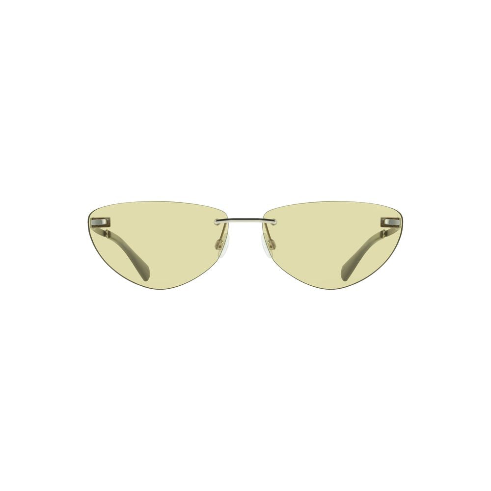 Calvin Klein green metal sunglasses with sleek frames and drop-shaped lenses for a stylish and elegant look.